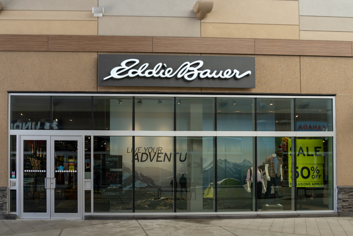 Eddie Bauer retail store exterior following Chapter 11 bankruptcy filing in North America
