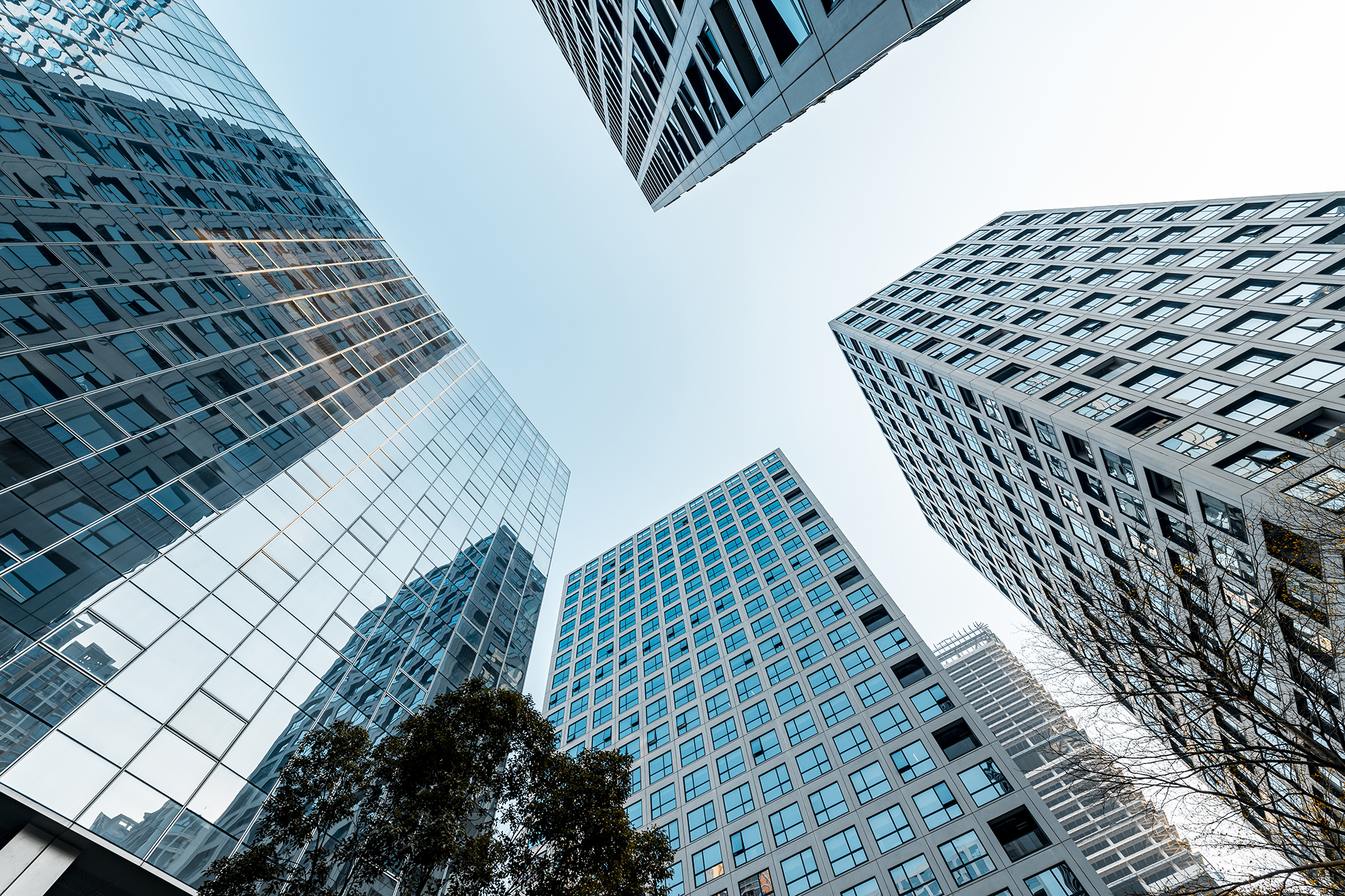 Commercial real estate office buildings representing refinancing pressure for borrowers in 2026